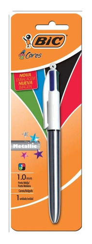 Caneta Bic 4 Cores Esferográfica 1.0 Mm Metálica