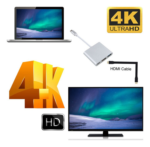 Adaptador 3 En 1 Usbc 3.1 A Usb3.0/c/hdmi/ 4k Mac Switch Pc