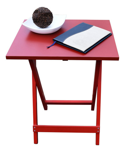 Mesa Plegable De Madera Portátil De Jardín Multiusos Color Rectangular Rojo