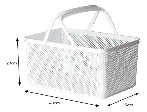 Cesta rectangular con asa blanca, 40 x 27 x 20 cm, Paramount