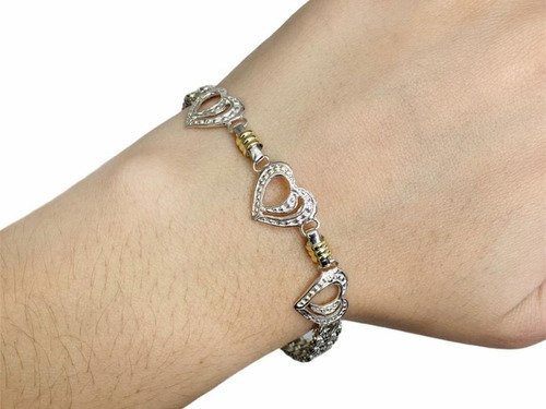 Pulsera Plata Y Oro Corazón Mujer. Regalo. Belgrano 