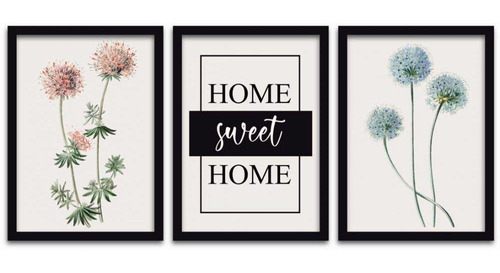 Conjunto Quadros Decorativos 3 Peças 20x30 Mdf Sweet Home