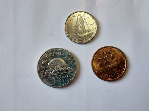 3 Monedas Canadá 1-5-10 Cents 1997(bb126