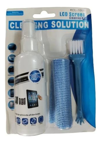 Imagen 2 de 3 de Kit Limpiador Pantallas Liquido Cepillo Monitores Lcd Led Tv