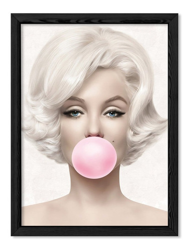 Cuadros Deco 30x40 Chato Negro Marilyn Monroe Bubblegum