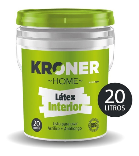 Pintura Látex Interior Mate 20 Litros Antihongo Kroner Home