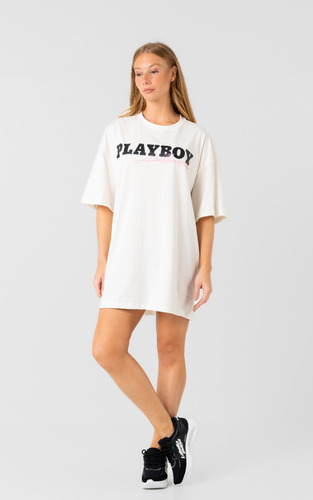 Blusa Camiseta Oversized Offwhite Playboy Logo Labellamafia 