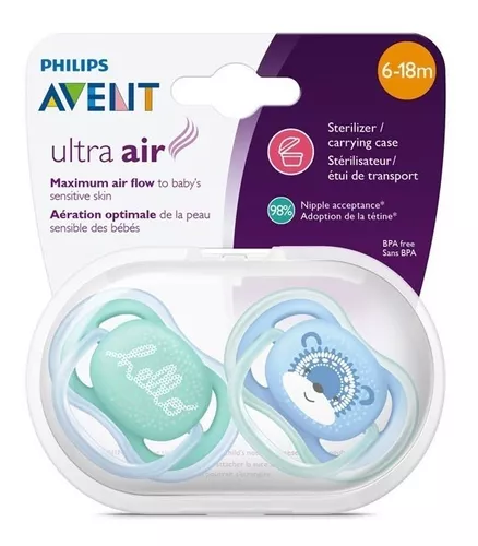 Chupetes Avent Silicona Ultra Air 6-18 /22m X 2
