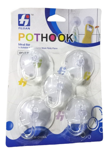 Pack 5 Gancho Transparente Colgador Ventosa Pequeños 4cm