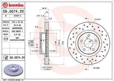 New Brembo Front Brake Kit Ceramic Pads X-drilled Disc R Ssg
