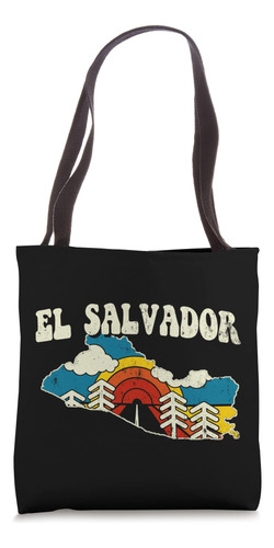 El Salvador Vintage Salvadorian Country Rainbow Retro Map Bo