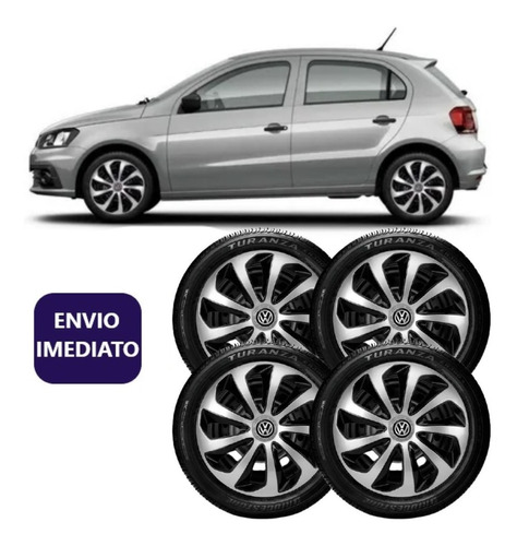 Jogo 4 Calota Velox Aro 15 Prata Preta Vw Fox Gol Spacefox