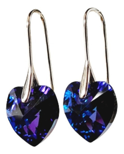 Aros Mujer Plata 925 Corazón Heliotrope Swarovski Regalo