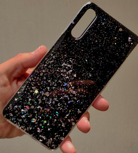 Funda Para Samsung A70 Negra Brillitos Muy Femenina