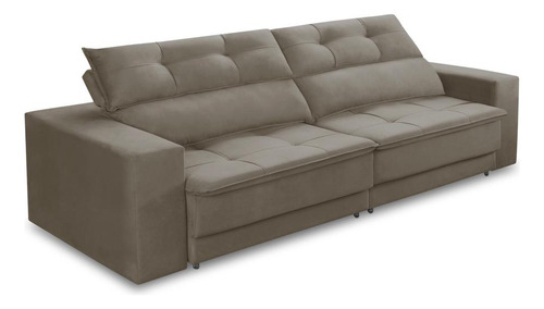 Sofá Retrátil Reclinável 3 Lugares 1,90m Molas Emily Suede Cor Cappuccino