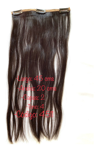 Cortina Pelo Cabello Natural 2 Capas 45 Cms X 20 Peinetas Negro