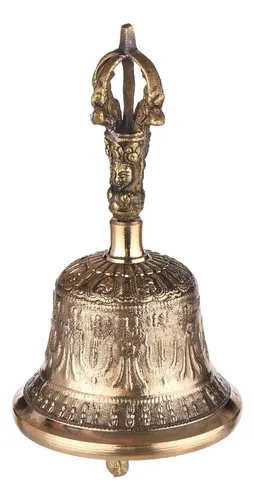 / Campana Budista Tibetana De Bronce Con Acolchado Vajra