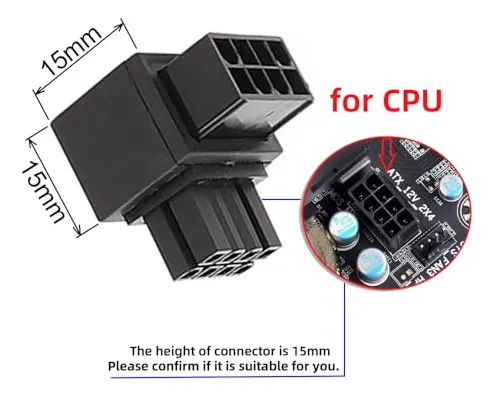 Pack De Adaptadores 90 Atx 8p Eps Para Cpu - 2 Piezas