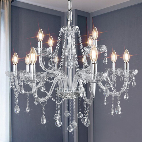 Mordern - Elegante Lampara De Arana De Cristal Con 12 Luces,