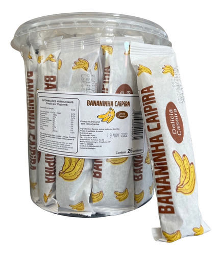 Doce de doce de bananinha artesanal banana sem TACC em pote 875 g 25 un