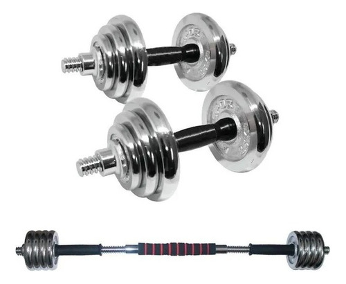 Set De Mancuernas 20kg Cromadas Ajustable Fitness