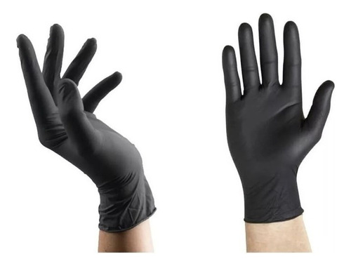 Guantes De Examinacion De Nitrilo Negros Caja X100 Unidades! Color Negro Talle M