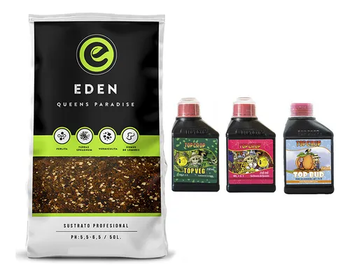 comprar Sustrato Eden 50lt Con Top Crop Veg Bloom Bud 250ml