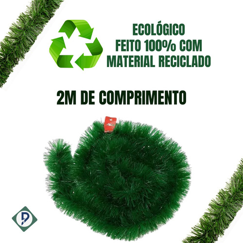 Kit 4 Festão Verde Escuro Decoração De Natal De 2 Metros