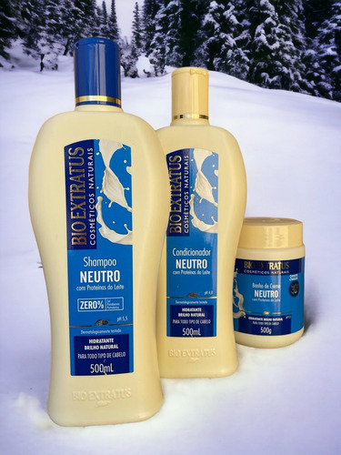 Kit 1 Shamp 1 Condic 1 Banho Creme Brilho Neutro 500ml