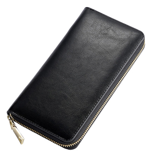 Cartera Sin Logotipo De Piel Con Cremallera Larga Unisex