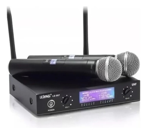 Microfone Sem Fio Lelong Le-907 Profissional Uhf Igrejas