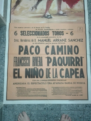 Antiguo Afiche Corrida De Toros Original 1.80mts X0.80 Cmts (Usado)