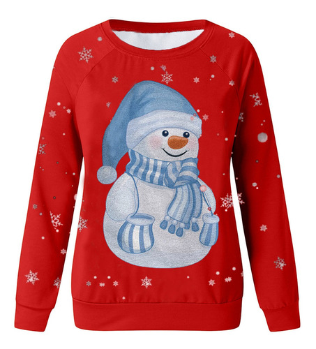 Sudadera Mujer Navidad Manga Larga Cuello Redondo Estampado