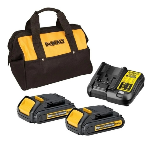 Kit Cargador Dewalt 20v Max Baterías Y Maletín Pilas