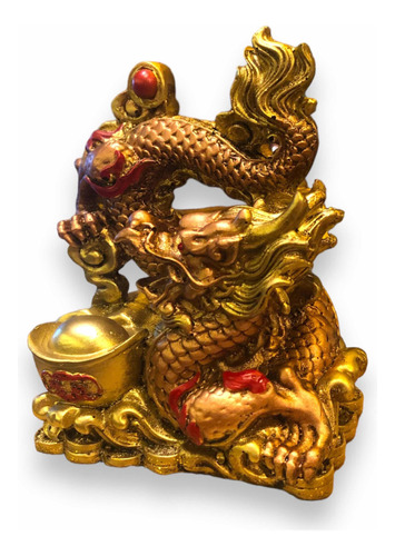 Dragón Año Chino Dorado 12cm Feng Shui