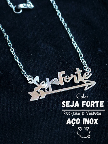 Imagem 1 de 2 de Colar Seja Forte Em Aço Inox