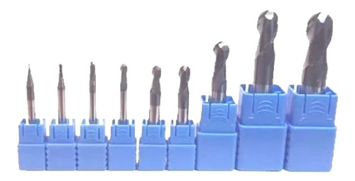 Set 9 Fresas Esfericas Revestidas Metal Duro Endmill
