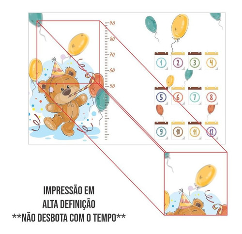 Imagem 2 de 5 de Cenário Mesversário Ursinho Aniversário Com Moldura Mdf 3mm