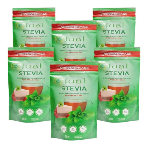 Stevia En Polvo Endulzante Jual 220g Vegano Sin Tacc Pack X6