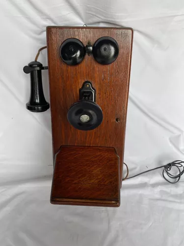 Antiguo Teléfono De Madera Bell. Francia Circa 1900