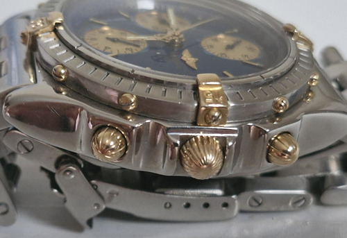 Relógio Breitling Chronomat Aço E Ouro. Fundo Azul. Ouro E Aço Ouro E Aço Azul (Usado)