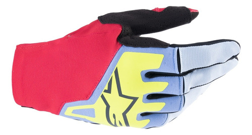 Luva Alpinestars Techstar Gloves Trilha Motocross Off Road Cor Vermelho/azul/fluor Tamanho Gg