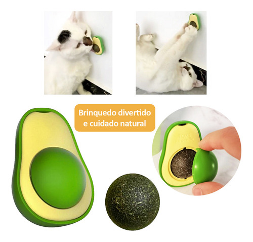 Kit 2un Abacate Bola Brinquedo Interativo Gato Com Catnip