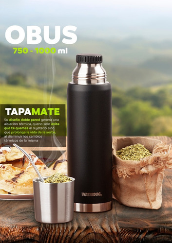 Termo Waterdog Obus Acero Inoxidable 1000 Cc Negro
