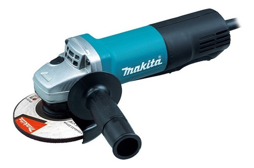Miniesmeriladora angular Makita 9557HPG color turquesa 840 W 110 V + accesorio
