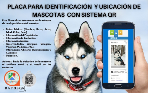 Imagen 1 de 5 de Placa Para Perro Con Sistema De Identificación Ubicación Qr
