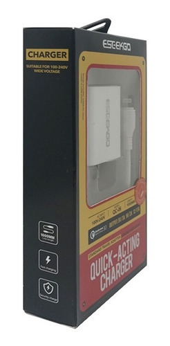 Imagen 4 de 4 de Cargador Qc3.0 De Carga Rapida Eseekgo Ip7/8 Color Blanco