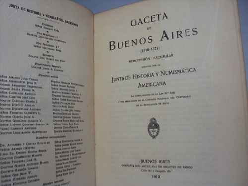 Gaceta De Buenos Aires De Historia Numismatica Ed 1910