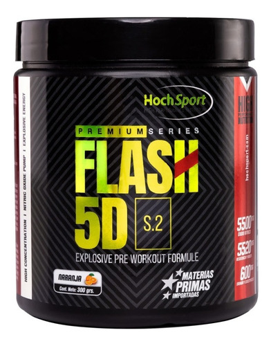 Suplemento En Polvo Hochsport Premium Series Flash 5d Sabor Naranja En Pote