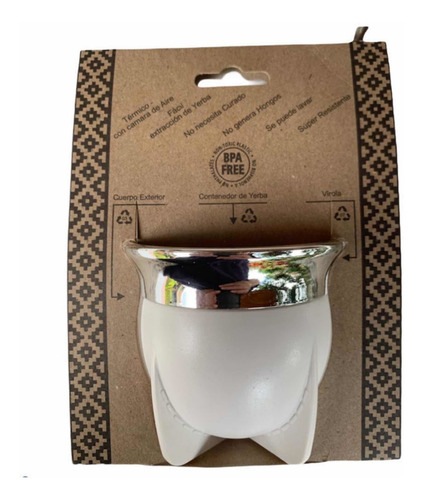 Imagen 2 de 8 de Mate Pampa Blanco Con Bombilla Cuia Guampa Porongo Chimarrao